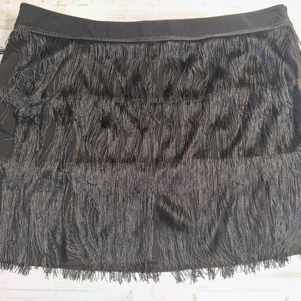 SHEIN Black Fringe Skirt